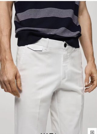 Pantalón Blanco Mango Regular Fit Algodón