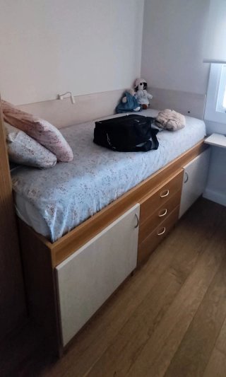 Estructura cama nido de madera con cajones