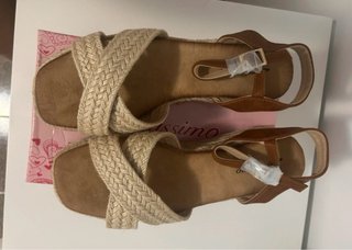 Sandalias cuña yute Festissimo beige/marrón