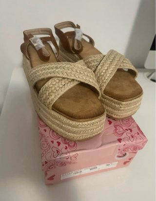 Sandalias cuña yute Festissimo beige/marrón