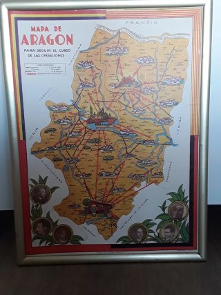 Mapa de Aragón Guerra Civil Española.