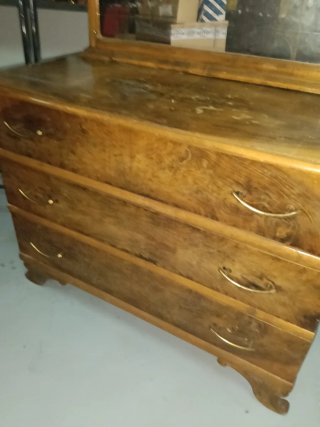 Tocador antiguo madera con espejo