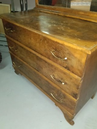 Tocador antiguo madera con espejo