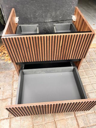 Mueble de baño 60cm madera y negro