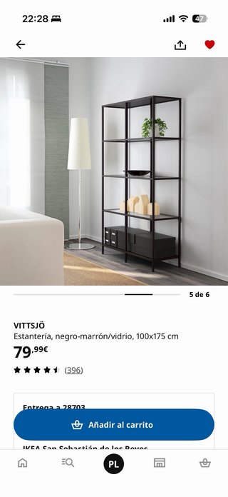 Estantería Ikea Vittsjo Negra y Cristal