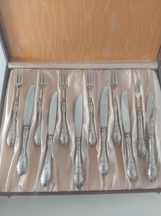 Cubertería postre plata 6 servicios