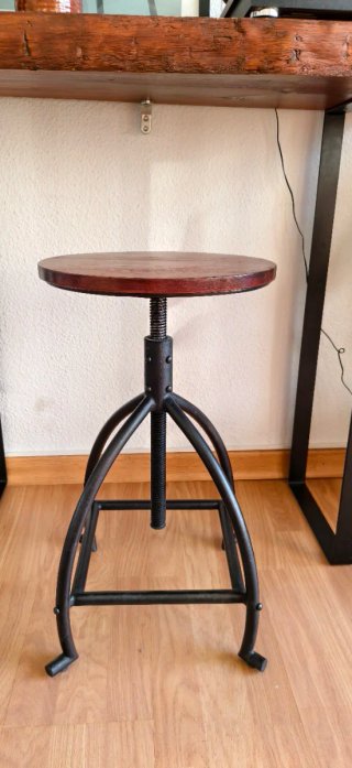 Banqueta estilo industrial madera y metal