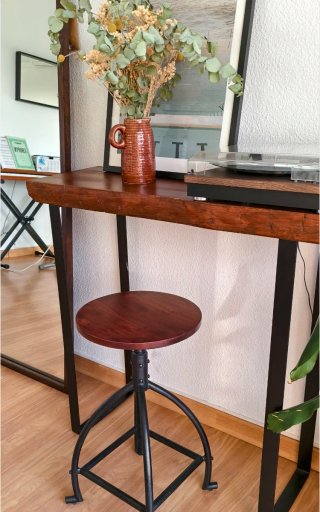 Banqueta estilo industrial madera y metal