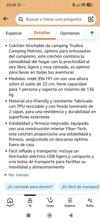 Colchón hinchable azul intex