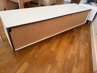 Mueble TV blanco madera y cristal