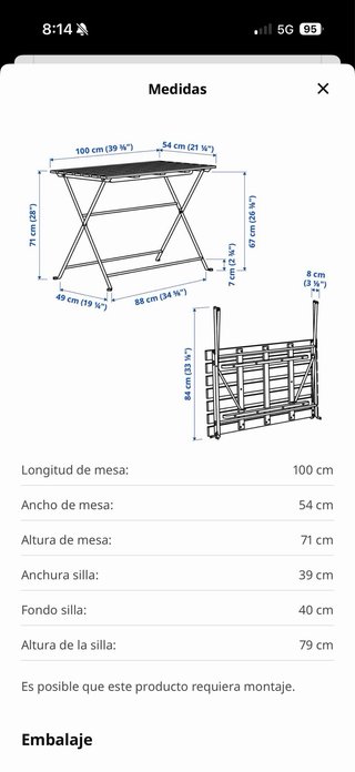 Mesa y 4 Sillas Terraza Ikea