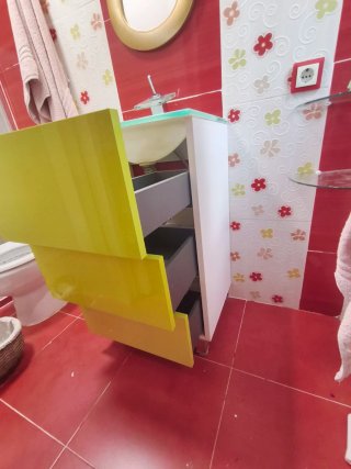 Lavabo cristal con mueble baño 50cm