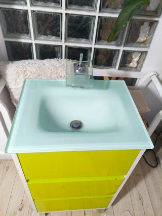 Lavabo cristal con mueble baño 50cm