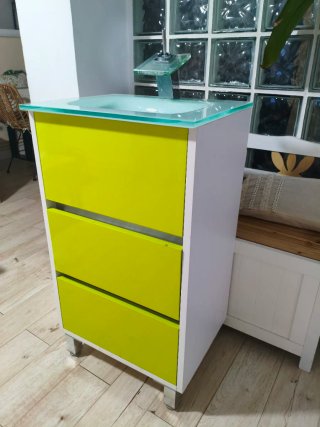 Lavabo cristal con mueble baño 50cm