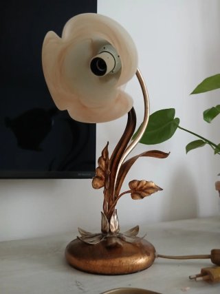 Lampada da tavolo design floreale oro