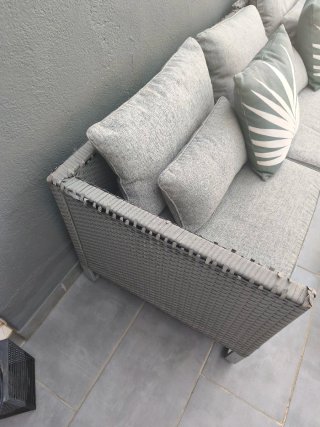 Conjunto Sofá y Mesa Exterior Gris