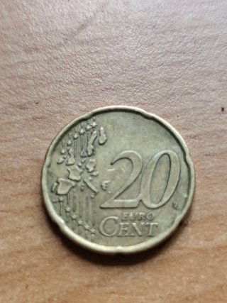 Moneda 20 céntimos Finlandia 2002 con errores