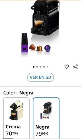 Cafetera DeLonghi Nespresso Inissia Negra