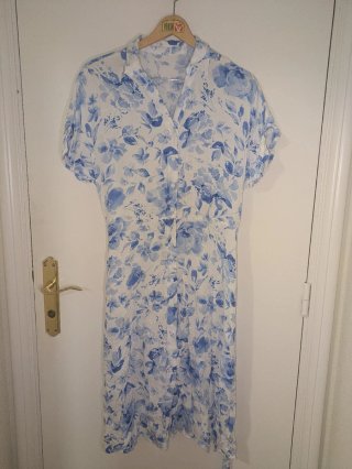 Vestido largo floral mangas cortas
