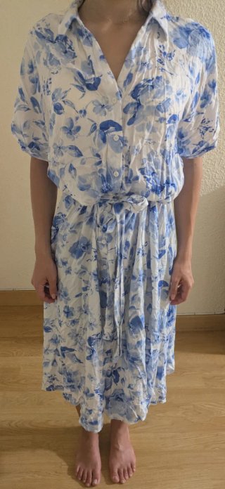 Vestido largo floral mangas cortas