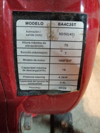 Bomba de água a gasolina Anova BA4C20T