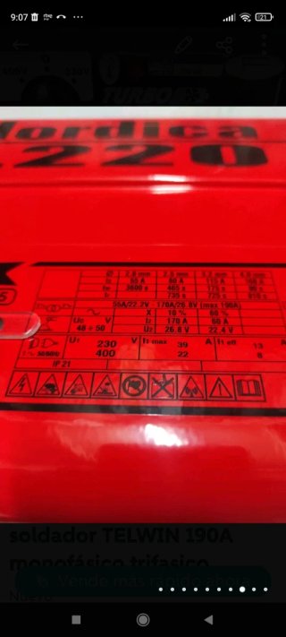Soldador 190A trifásico y monofasico