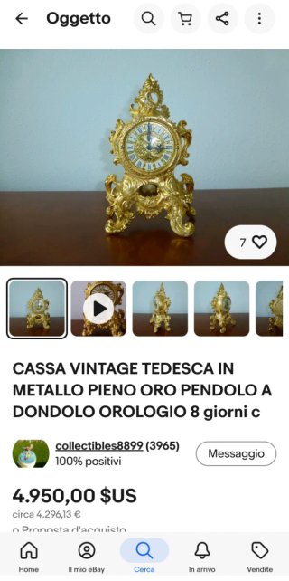 Orologio Schmid Rococò dorato funzionante