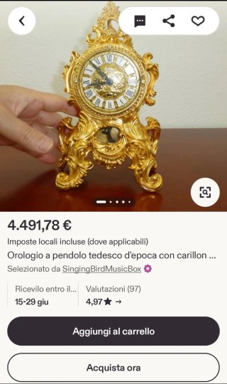 Orologio Schmid Rococò dorato funzionante