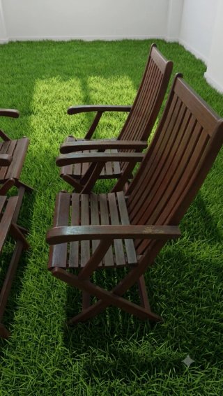Conjunto 4 Sillas Madera Jardín Hamaca