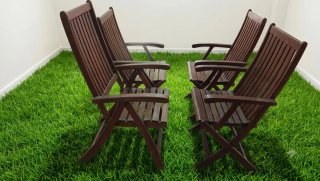 Conjunto 4 Sillas Madera Jardín Hamaca