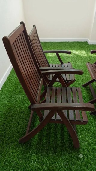 Conjunto 4 Sillas Madera Jardín Hamaca