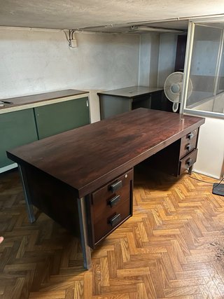 Mesa de oficina L madera y metal