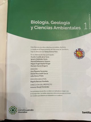 Biología, Geología y Ciencias Ambientales 1 Bac...