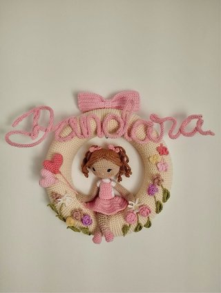 Aro decorativo crochet personalizado niña/bebe