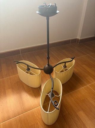 Lámpara de techo metal y tela beige