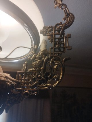 Lámpara de bronce estilo Qinque antigua