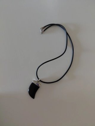 Colgante Cuerno Onix Negro Plata