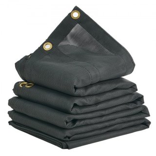 Toldo de Malla para Camiones Volquete, 7.5x18 pies, Cubierta Pesada Negra Recubierta de PVC con Doble Bolsillo de 5.5" 18oz, Ojetes de Latón, Refuerzo de Costura de Doble Aguja que se Ajusta a Sis...