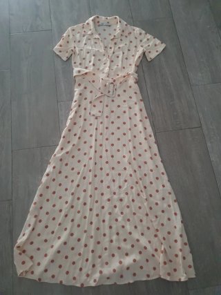 Vestido Zara lunares blanco y marrón