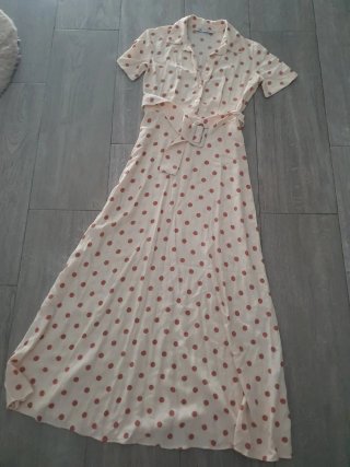 Vestido Zara lunares blanco y marrón