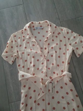 Vestido Zara lunares blanco y marrón