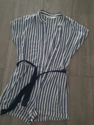 Mono corto Zara rayas azul y blanco
