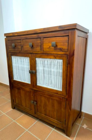 Mueble aparador rústico madera y cristal