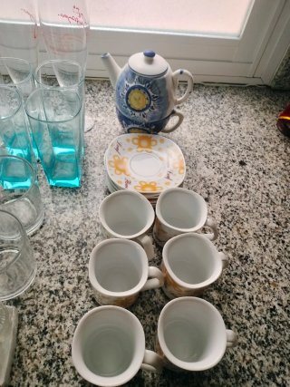 Juego vasos y tazas café