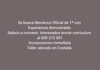 Mecánico Oficial 1ª con Experiencia