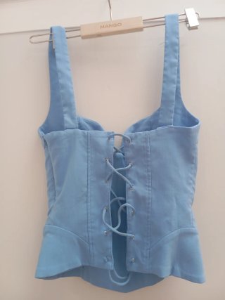 Top Zara azul con cordones