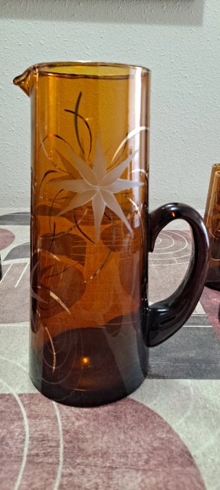 Juego Jarrones Cristal Ámbar 7 Piezas