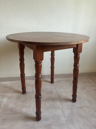 Mesa redonda de madera comedor, camilla o auxiliar