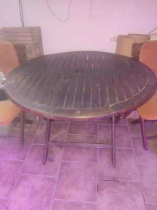 Mesa redonda plegable jardín madera