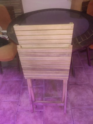 Mesa redonda plegable jardín madera